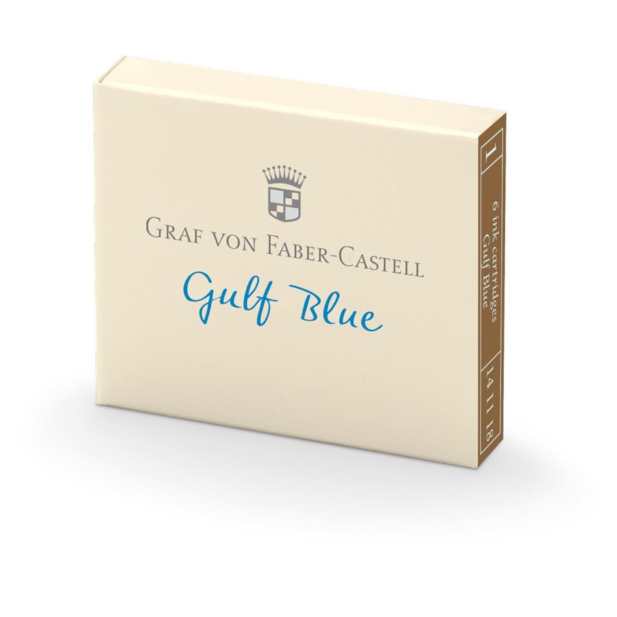 Graf-von-Faber-Castell - 6 cartucce di inchiostro, Blu Golfo