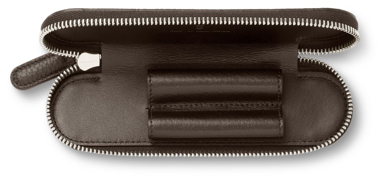 Graf-von-Faber-Castell - Portapenne Cashmere con zip per 2 strumenti, Moka