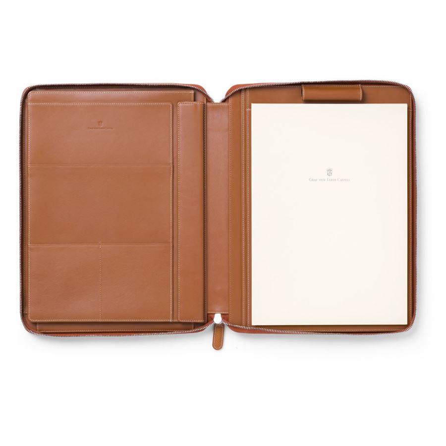 Graf-von-Faber-Castell - Portablocco/Tablet Epsom con zip A4, Cognac
